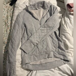 Gray Quilted Half-Zip Pullover